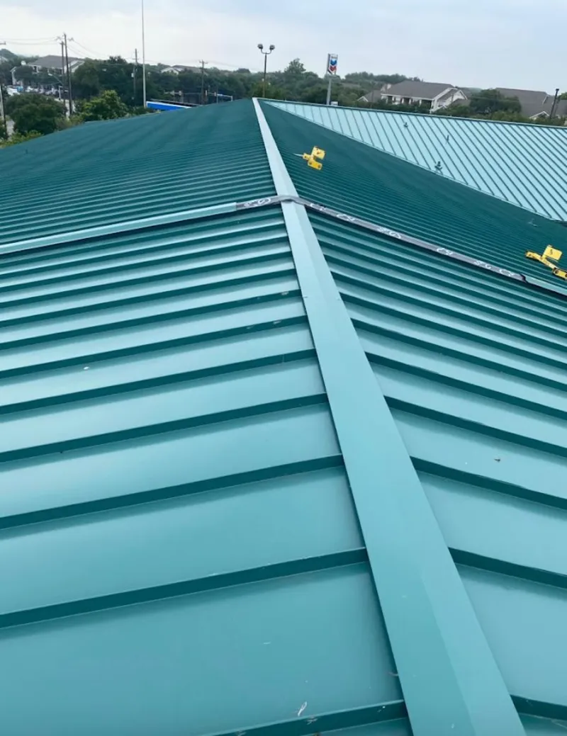 Green commercial metal roof ridge and valley for Metal Roof Repair in Cedar City